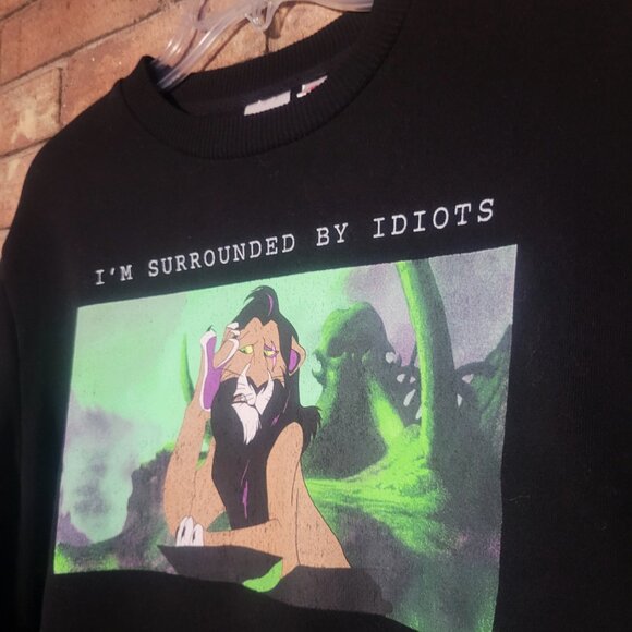 Disney's Lion King "I'm Surrounded by Idiots" Crewneck Black Sweatshirt - S/M - Picture 2 of 10